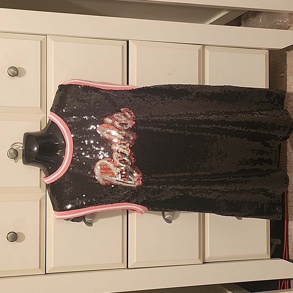 Barbie Jersey sequin Tank Black and pink Barbie Top - Picture 6 of 16
